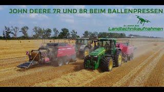 John Deere 7r & 8r beim Ballenpressen