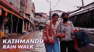 Rain Walk in Kathmandu City, Nepal | Walking in the Rain in Monsoon Season in Nepal | Travel 4K