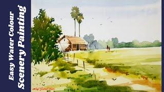 Scenery Painting with WaterColour ||easy watercolour for beginners -Jamil art