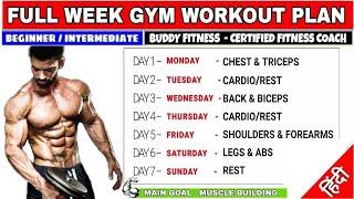 Full Week Gym Workout Plan For Muscle Gain | @BuddyFitnessHindi