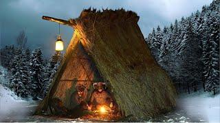 Building a VIKING HUT to Survive the Nordic Winter  Primitive Bushcraft Shelter