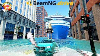 Mega TSUNAMI Cars vs Mega Flood in BeamNG.Drive part 2