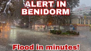 ALERT in Benidorm: Extreme RAIN floods streets in minutes! ️