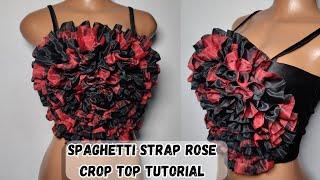 How to Cut and Sew a Spaghetti Strap Rose Crop Top (Detailed Pattern Drafting and Sewing)