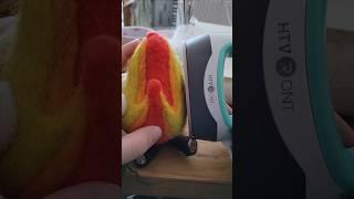 My secret #needlefelting trick is to use a heat press! #felting #calcifer #craft