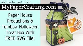 Crafty Melinda My Paper Crafting Paper House & Tombow Halloween Treat Box FREE SVG Files