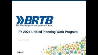 Virtual Public Meeting:  BRTB Budget and Work Plan for FY 2021