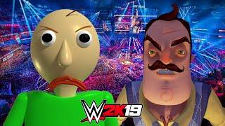 BALDI vs HELLO NEIGHBOR | WWE 2K19 Gameplay