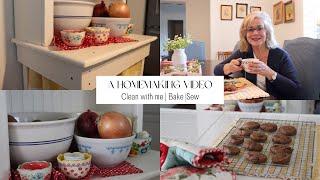 A Homemaking Video | Kitchen Clean With Me | Sewing a Curtain