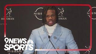 Colorado's Travis Hunter speaks to media after winning Heisman Trophy