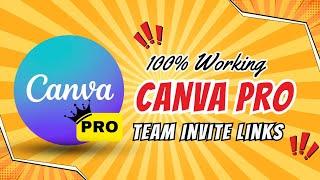 CANVA PRO FOR FREE || Get Canva pro team invite link || Updated for dec 2024