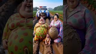 Evolution of cat:Sumo wrestler & woman sitting on dirty road with police car #cat#cute#love#shorts