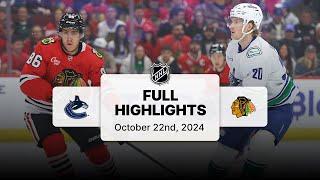 Canucks at Blackhawks | October 22, 2024 | NHL Full Game Highlights