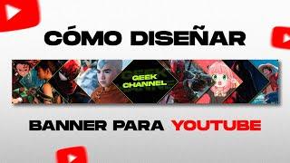 Cómo diseñar banner para Youtube + Plantilla GRATIS  Tutorial Photoshop CC 2024 Fácil y Rápido