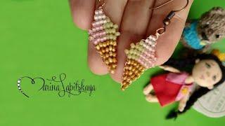  How to weave earrings "Ice Cream" from beads (workshop for children)