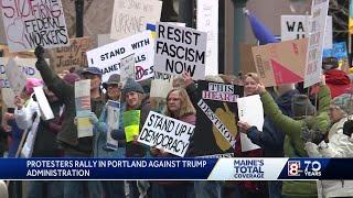 Protestors rally against Trump in Portland