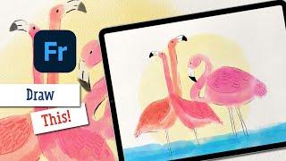 Flamingos | Adobe Fresco