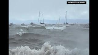 Watch a boat CAPSIZE during Lake Tahoe storm