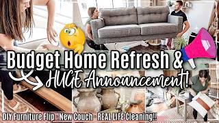 Budget Home Refresh + HUGE Announcement!!  New Furniture, DIY + Cleaning