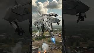 The deformable fighter jet arrives at the battlefield.  #科幻 #military #fighterjet