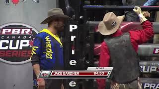 Jake Gardner rides Wolf Bait for 84.5 points (PBR)