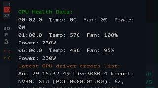 Решение ошибки gpu driver error, gpu are lost rebooting, gpu driver error no temps в hive os