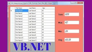 VB.NET - How To Get The DataGridView Column Max, Min, Sum, Average Value Using VB NET [ With Code ]