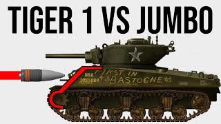 Tiger H1 VS Sherman Jumbo Armor Simulation