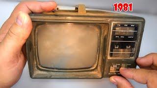 Restaurierung Mini-TV produziert im Jahr 1981 | Antike Fernsehwiederherstellung | Stellen Sie den al