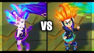 Star Guardian Zoe vs Cyber Pop Zoe Epic Skins Comparison (League of Legends)