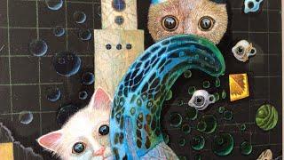 “Cats” - work in progress acrylic on canvas painting
