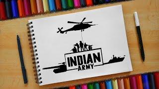 How to draw indian army drawing