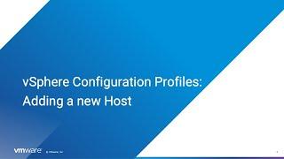 vSphere Configuration Profiles: Adding a New Host