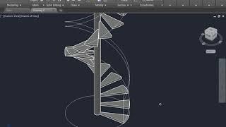 AutoCAD 3D Spiral stair With Railing