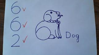 How To Draw A Dog From Number 662 | How To Draw A Dog Easy Step By Step Cute | Drawing Tutorial