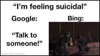 Google VS Bing “I’m feeling suicidal” (TWD meme)