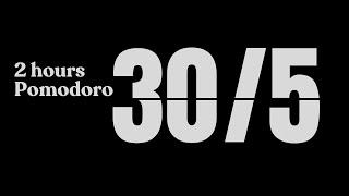 Pomodoro 30/5 - 2 Hours (no music)(bell ring) Black and White Timer