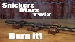 Snickers  Mars Twix Vs Laser Sword 1000 degree EXPERIMENT