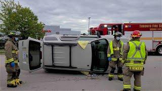 Etobicoke: Firetrucks responding code 3 to MVC with overturned car 9-24-2021