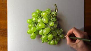 How to draw green grapes - Time Lapse (Long Version)