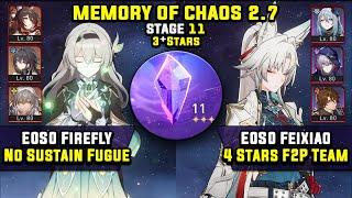 E0 Firefly Carry W/ Fugue & E0 Feixiao F2P Carry (3 Stars) Memory Of Chaos 11 Honkai Star Rail 2.7