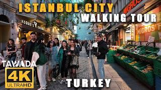 ISTANBUL - TAKSIM evening walking tour / TURKEY  4K UHD