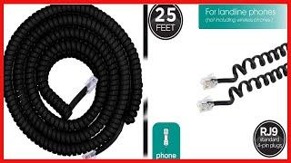 Power Gear Coiled Telephone Cord, 4 Feet Coiled, 25 Feet Uncoiled, Phone Cord works with All Corded