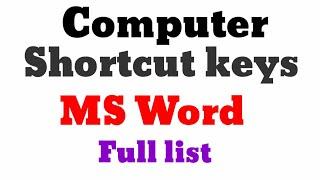 Computer shortcut keys | shortcuts and tricks | MS Word full list