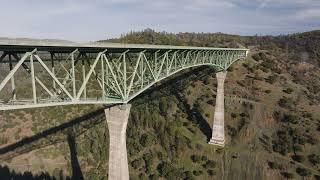 Auburn Foresthill Bridge Aerial Footage, Fifth Tallest in United States (12/9/2023)