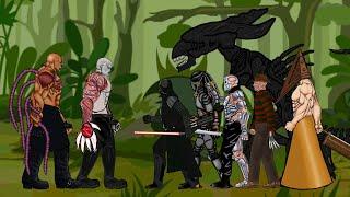 Star Wars Darth Vader, Predator, Alien Jason, Freddy, Pyramid vs Nemesis, Tyrant - Drawing Cartoon 2