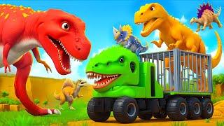 Golden T-Rex Rescue Transport Truck from Spinosaurus! Jurassic World Adventures