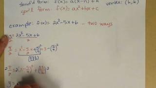 Quadratic function in standard form