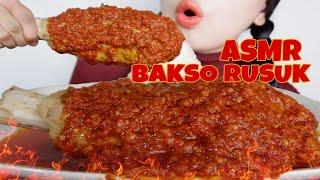 ASMR BAKSO RUSUK SAMBEL MERAPI + NASI + LALAPAN CABE SETAN  | Tiktok lite | Asmr mukbang indonesia