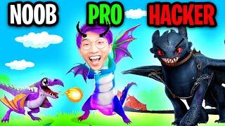 NOOB vs PRO vs HACKER In HUNGRY DRAGON! (MAX LEVEL DRAGON UNLOCKED! *EXPENSIVE!*)